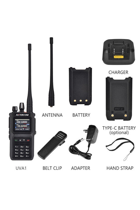 ANTERCOM UVA1: Dual Band Handheld Transceiver with Aviation Reception, IP68 Waterproof Rating, and Advanced Features